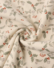 Load image into Gallery viewer, Organic Long Sleeve PJ Set in Holly Fleur, close-up of the holly print