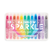Load image into Gallery viewer, Rainbow Sparkle Metallic Watercolor Gel Crayons Set of 12