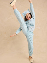 Load image into Gallery viewer, Girls blue velour zip up sweatshirt