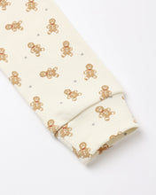 Load image into Gallery viewer, Organic Long Sleeve Pajama Set in Gingerbread, detail of the cuffed sleeve