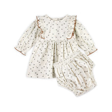 Load image into Gallery viewer, Ditsy Hearts Baby Dress & Bloomer (Organic Jersey) - Off White
