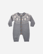 Load image into Gallery viewer, Fair Isle Romper in Slate, front view laid flat