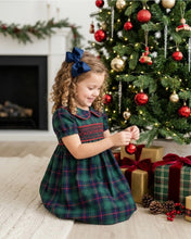 Load image into Gallery viewer, Blue, Green, Red Plaid Smocked Collared Dress