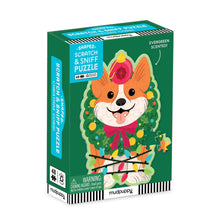 Load image into Gallery viewer, Christmas Corgi 48 Piece Scratch and Sniff Shaped Mini Puzzle