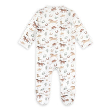 Load image into Gallery viewer, Howdy Horse Baby Footie (Organic Jersey) - Off White