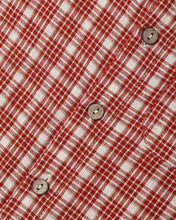 Load image into Gallery viewer, Collared Long Sleeve Shirt in Vintage Plaid, close-up of the plaid and buttons