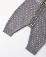 Load image into Gallery viewer, Fair Isle Romper in Slate, detail of the knit leg and buttons