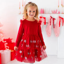 Load image into Gallery viewer, Peppermint Swirl Sequin Christmas Long Sleeve Tutu Dress