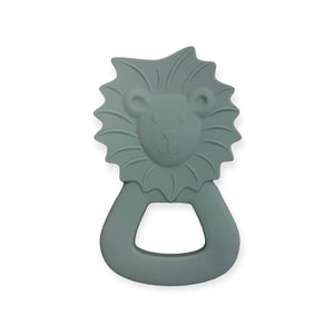 All Silicone Lion Teething Ring - Slate