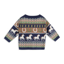 Load image into Gallery viewer, Western Jacquard Knit Baby Cardigan - Navy