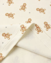 Load image into Gallery viewer, Organic Long Sleeve Pajama Set in Gingerbread, close-up of the gingerbread print