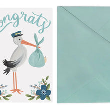 Load image into Gallery viewer, Stork Congrats Blue Card + Envelope