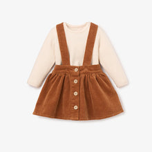Load image into Gallery viewer, Rust Corduroy Skirt with Straps + Bodysuit
