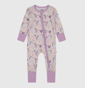 Baby Bamboo Pajamas - Convertible Sleeper - Rainbow Unicorn