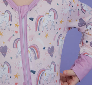 Baby Bamboo Pajamas - Convertible Sleeper - Rainbow Unicorn