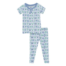 Load image into Gallery viewer, Print Short Sleeve Henley Pajama Set - Dew ABC Minsters
