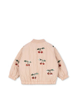 Load image into Gallery viewer, Pink jacket with cherry embroidery on a white background