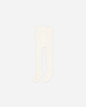 Load image into Gallery viewer, A pair of off-white ribbed tights or over-the-knee socks displayed flat against a very light gray background.