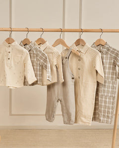 Collared Baby Jumpsuit - Pewter Plaid