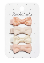 Load image into Gallery viewer, Linen Mini Bow Clips