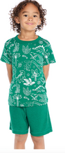 Load image into Gallery viewer, Tropical Dinosaurs Green Short Sleeve Shirt