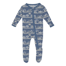 Load image into Gallery viewer, Children's onesie with blue and white pattern on a white background