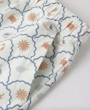 Load image into Gallery viewer, Folded fabric with crab and shell pattern on a white background