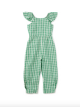 Load image into Gallery viewer, Green and white checkered jumpsuit on a white background