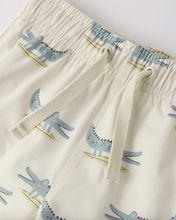 Load image into Gallery viewer, Children's pants with blue alligator pattern on a light background