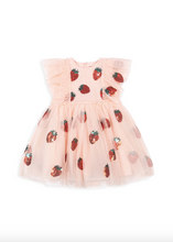 Load image into Gallery viewer, Pink dress with strawberry patterns on a white background
