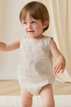 Load image into Gallery viewer, Organic Cotton Bentley Playsuit - Double Windowpane Check Pecan