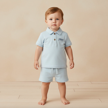 Load image into Gallery viewer, Organic Polo Shirt & Shorts Set - Light Blue