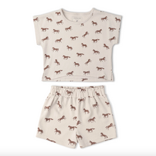 Load image into Gallery viewer, Organic Drop Shoulder Tee & Shorts Set - Horses