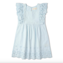 Load image into Gallery viewer, Light blue dress with lace details on a white background