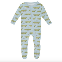 Load image into Gallery viewer, Print Footie with 2 Way Zipper - Spring Sky Croc & Friends