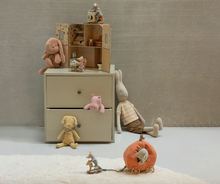 Load image into Gallery viewer, Toy chest with teddy bears and small figurines on a neutral background
