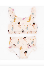 Load image into Gallery viewer, Two-piece swimsuit with mermaid pattern on a white background