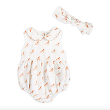 Load image into Gallery viewer, Horse Baby Bubble Romper + Headband (Organic) - Natural