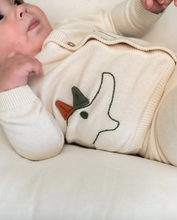 Load image into Gallery viewer, Dino 3D Embroidered Baby Knit Cardigan (Organic Cotton) - Natural