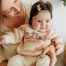 Load image into Gallery viewer, Cutie Pie Checkered Slouchy Knit Baby Pullover (Organic) - Rosewood Pink