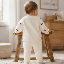 Load image into Gallery viewer, Cherry Embroidered Sweater Knit Baby Cardigan (Organic) - Natural