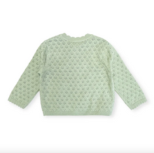 Load image into Gallery viewer, Mae Floral Pointelle Baby Sweater Knit Cardigan (Organic) - Sage Green