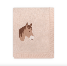 Load image into Gallery viewer, Horse Dreams - Organic Cotton Jacquard Knit Baby Blanket (Oatmeal Heather)