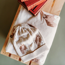 Load image into Gallery viewer, Horse Sweater Knit Round Baby Beanie Cap 0-6M (Organic Cotton) - Oatmeal Heather