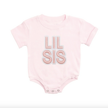 Load image into Gallery viewer, Lil Sis Embroidered Patch Short Sleeve Romper - Family Fun