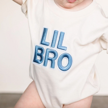 Load image into Gallery viewer, Lil Bro Embroidered Patch Short Sleeve Romper - Family Fun