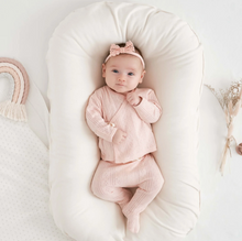 Load image into Gallery viewer, NB Pink “Made With Love” Pointelle Layette Bag Set