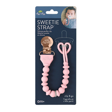 Load image into Gallery viewer, Sweetie Strap Silicone One-Piece Pacifier Clips Pink Beaded