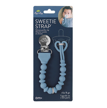 Load image into Gallery viewer, Sweetie Strap Silicone One-Piece Pacifier Clips Blue Beaded