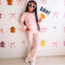 Load image into Gallery viewer, Coquette Ghost Halloween Flare Legging Pink